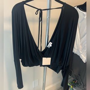 Revolve Black Long Sleeve Crop Top
